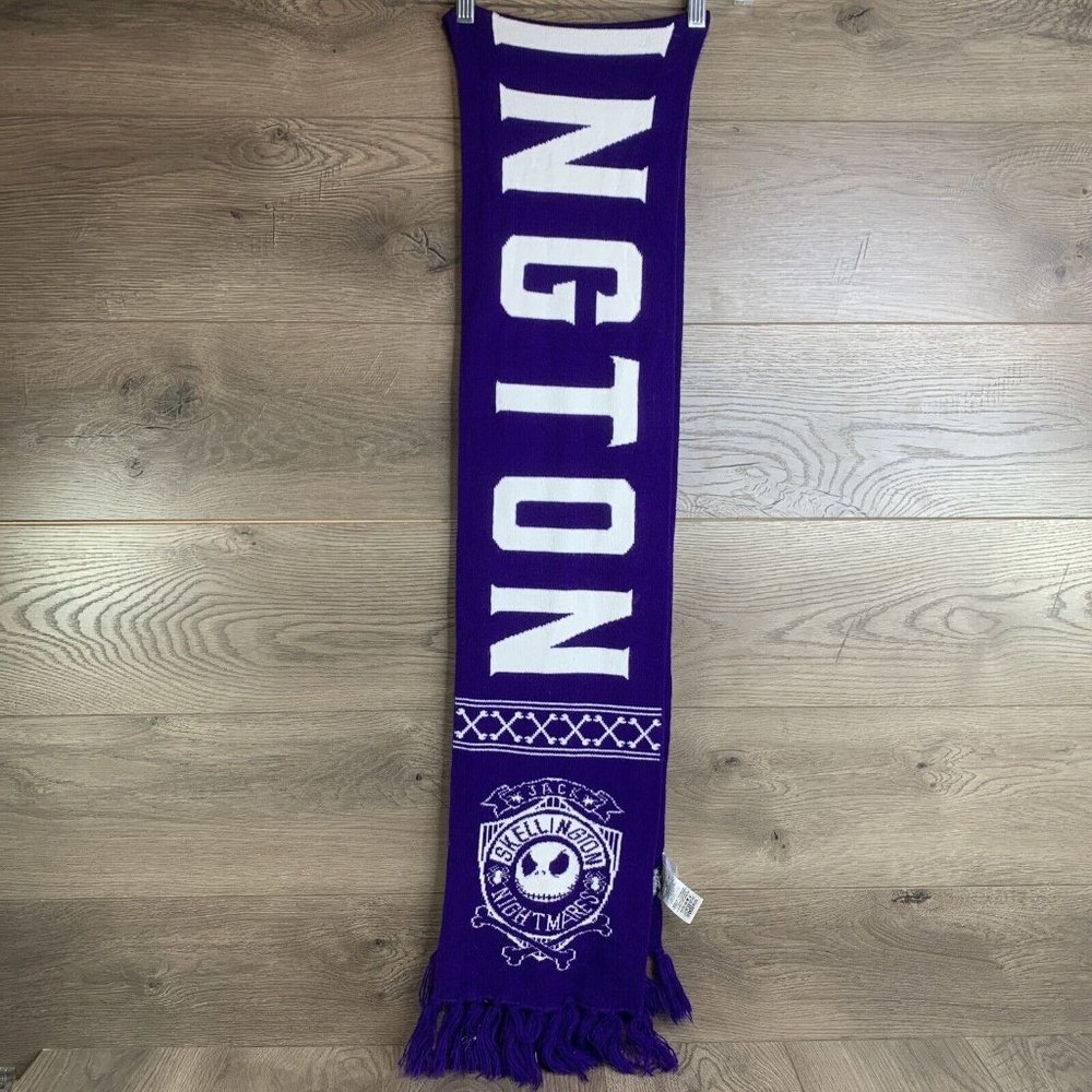 Disney Parks Jack Skellington Purple Fringe Knit Winter Unisex Adult Long Scarf - Picture 2 of 7